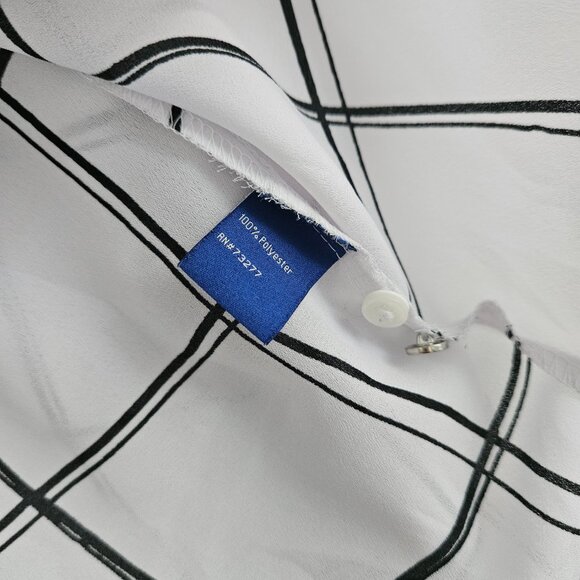 Apt 9 Women's Chiffon Button Up 3/4 Sleeve, Black & White (size small) - Picture 6 of 6